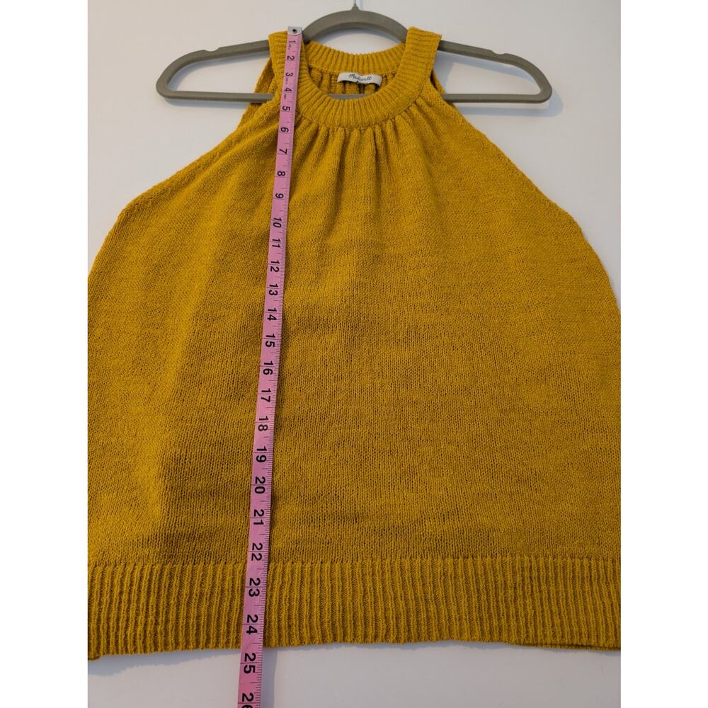 Madewell Top Gathered Sweater Tank Boho Spring Summer Mustard Yellow Size M - Picture 10 of 10